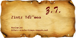 Zintz Tímea névjegykártya